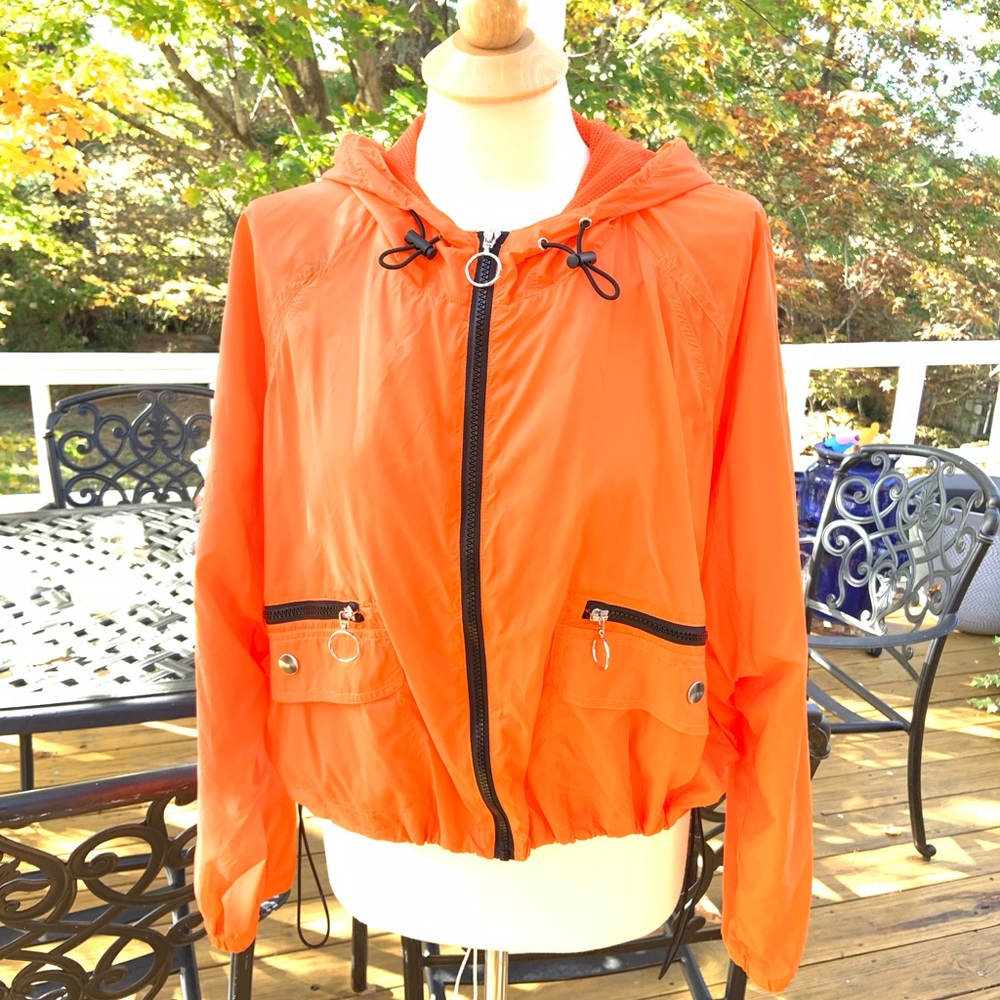 Forever 21, Orange, Zippered Windbreaker, Size Large